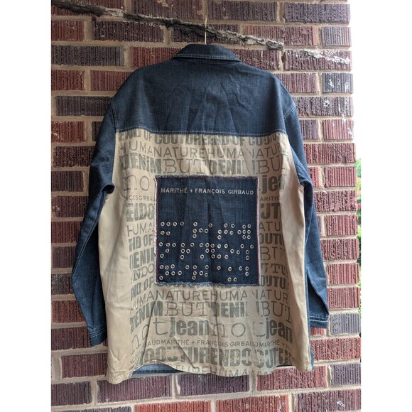 MARITHE FRANCOIS GIRBAUD Men's Dark Denim Shirt w/ Graphic Design-XL - Picture 1 of 7